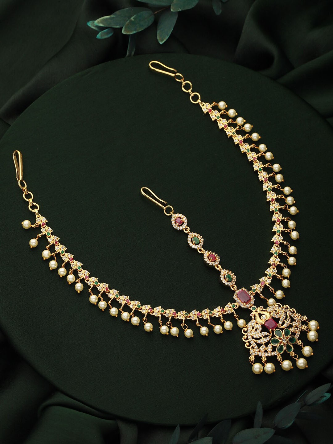 

Jazz and Sizzle Gold-Plated AD-Studded & Beaded Matha Patti