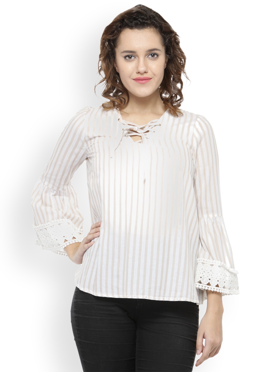 

Oxolloxo Women Off-White Striped Top