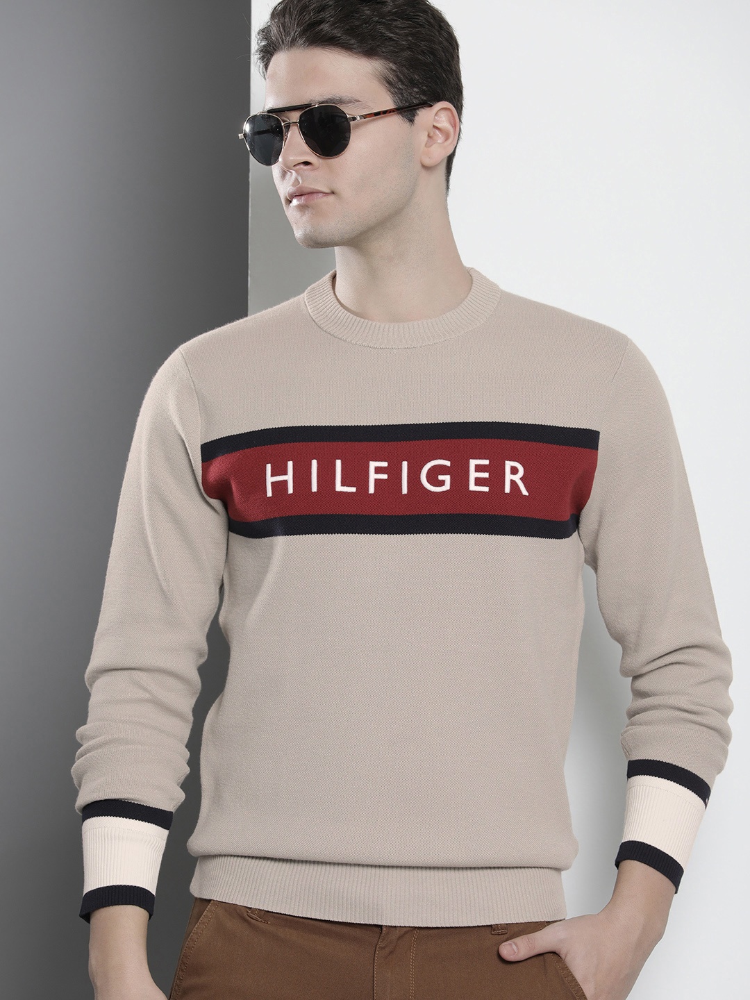 

Tommy Hilfiger Brand Logo Embroidered Sweatshirt, Beige