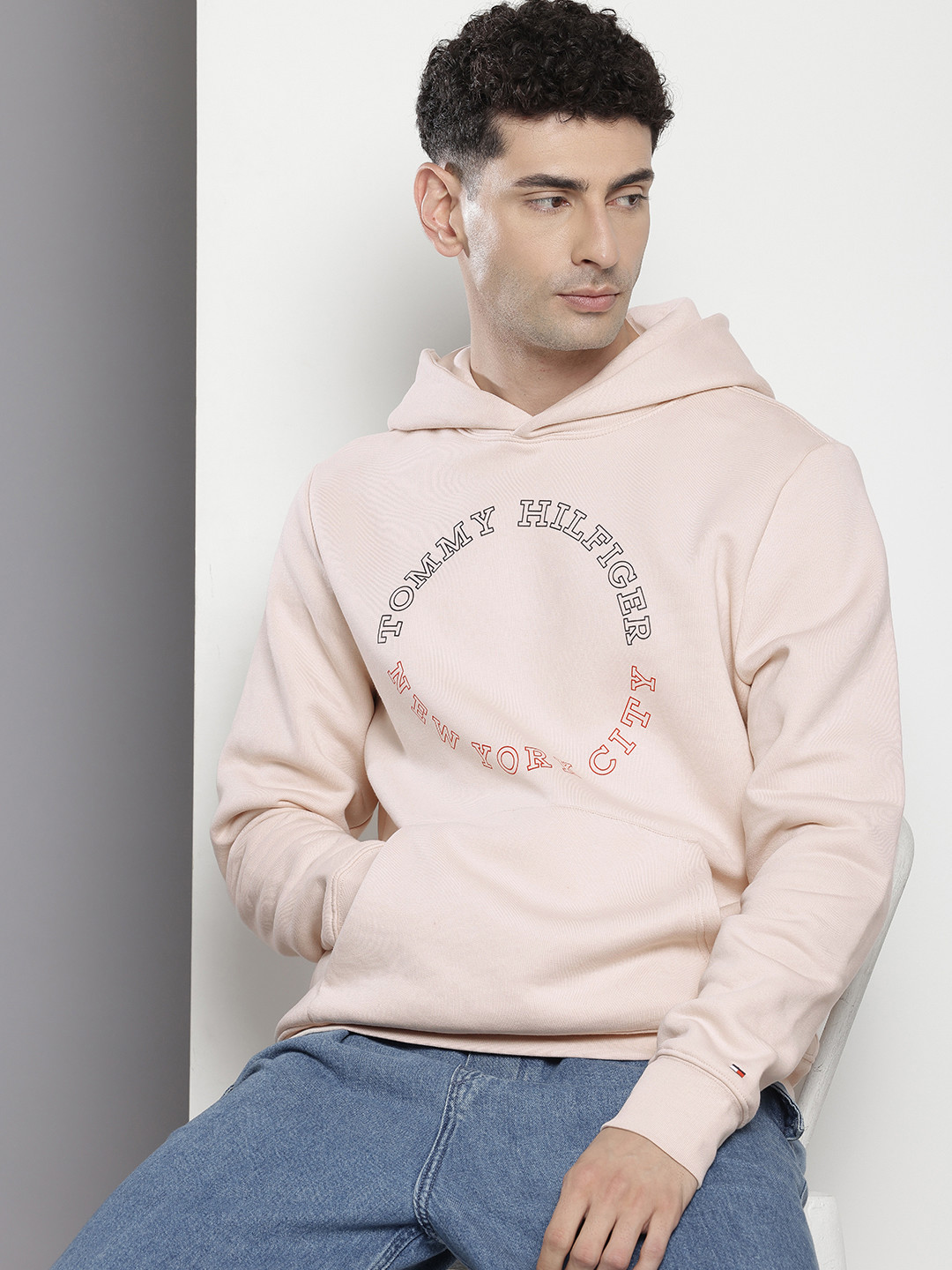 

Tommy Hilfiger Brand Logo Printed Hooded Sweatshirt, Beige