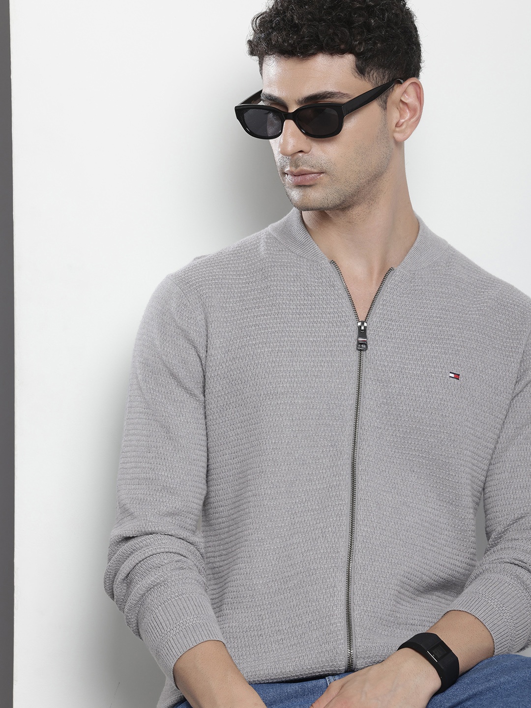 

Tommy Hilfiger Self Design Pure Cotton Sweaters, Grey