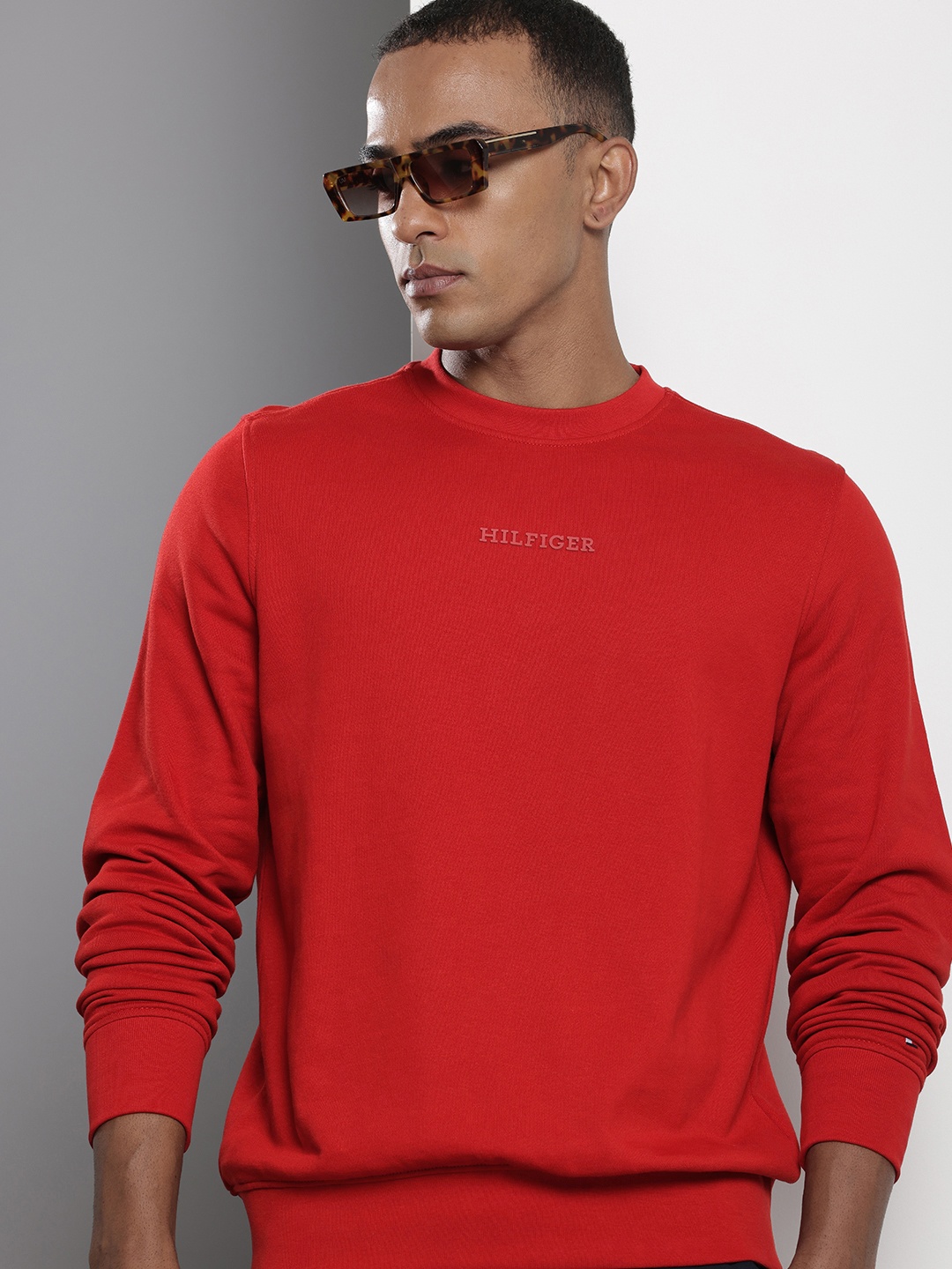 

Tommy Hilfiger Brand Logo Printed Detailed Pure Cotton Sweatshirt, Red