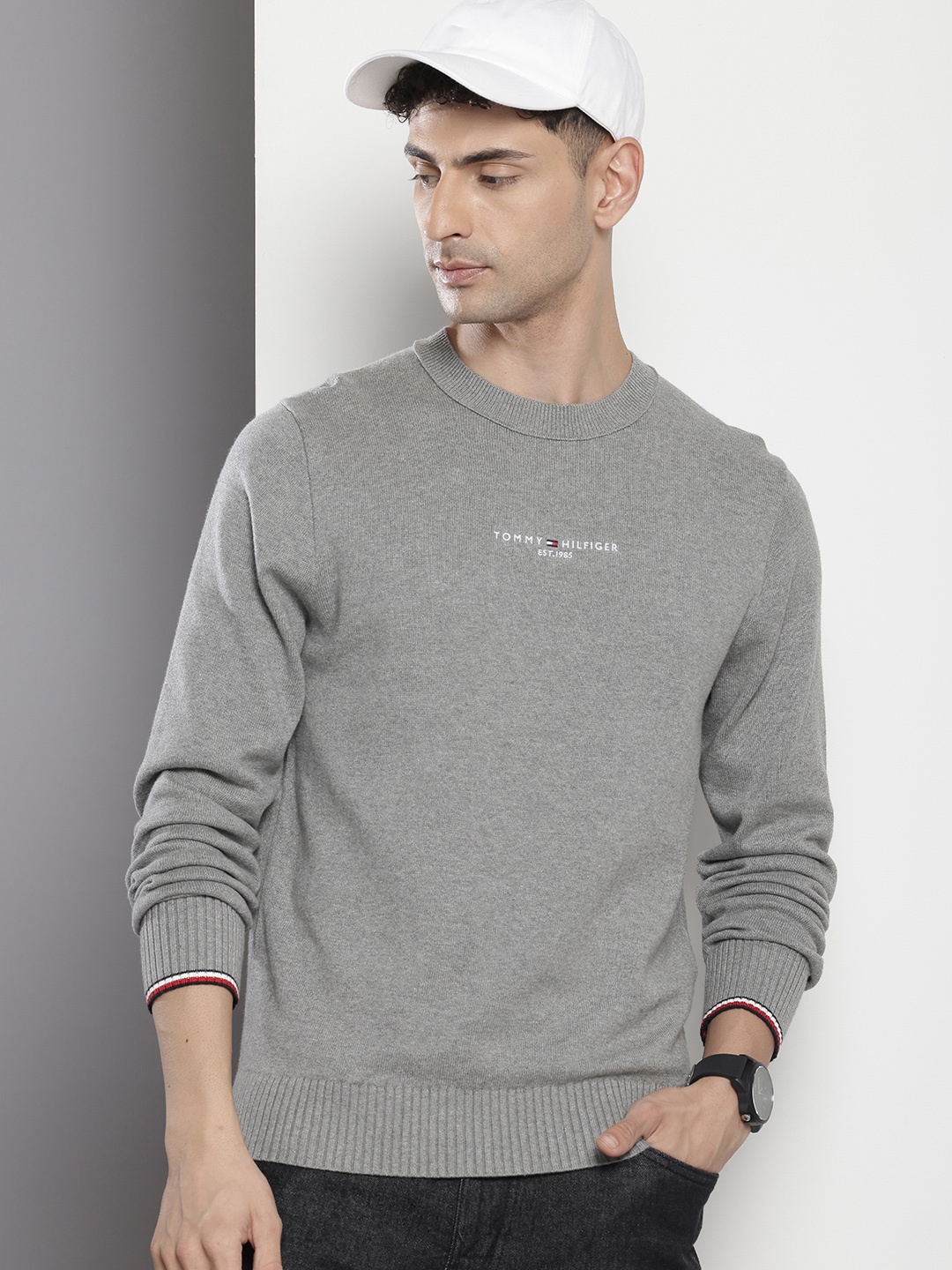 

Tommy Hilfiger Long Sleeves Pure Cotton Pullover, Grey