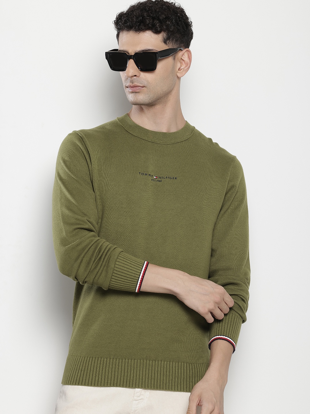 

Tommy Hilfiger Long Sleeves Pure Cotton Pullover, Olive