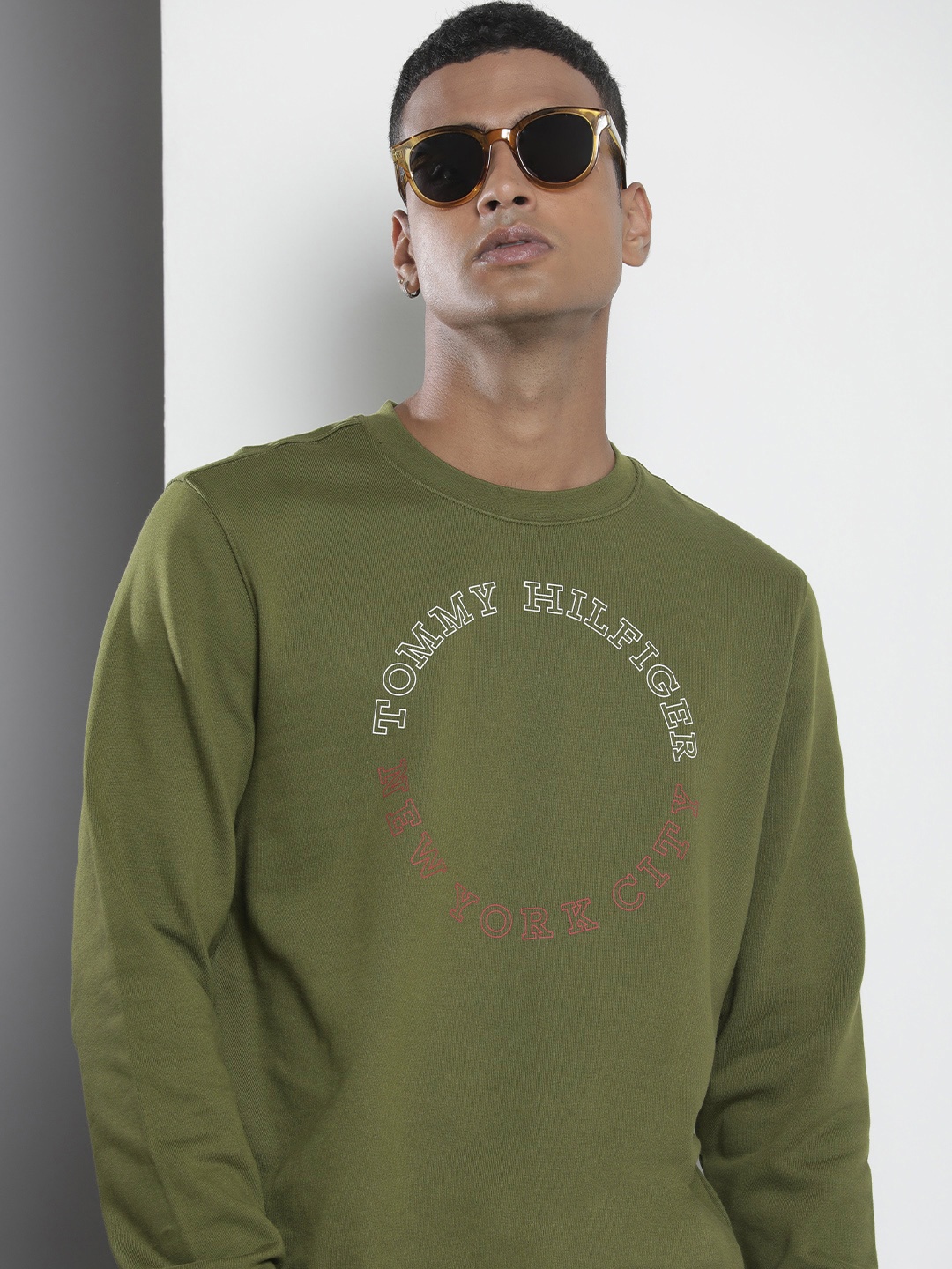 

Tommy Hilfiger Typography Graphic Printed Pure Cotton Sweatshirt, Olive