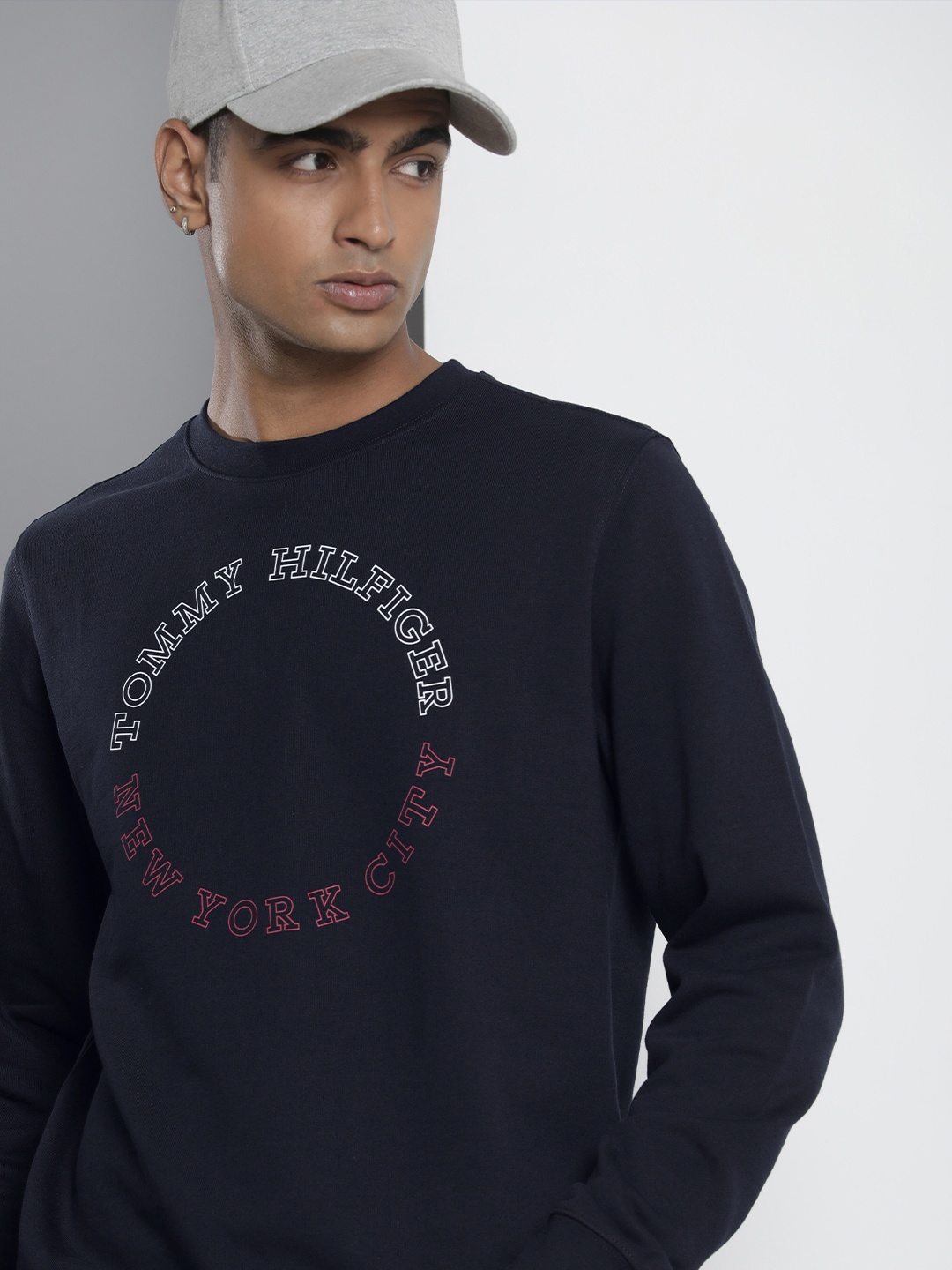 

Tommy Hilfiger Typography Graphic Printed Pure Cotton Sweatshirt, Navy blue