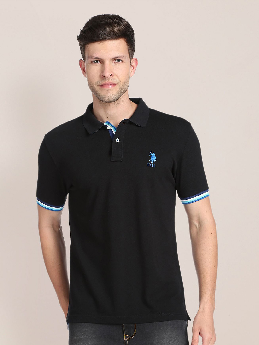

U.S. Polo Assn. Cotton Polo Collar Slim Fit T-shirt, Black