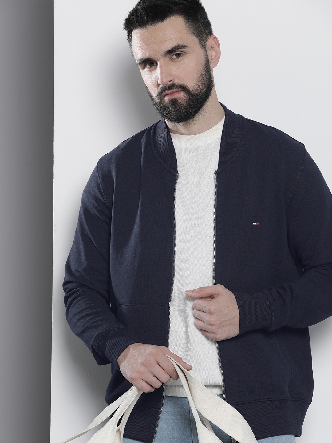 

Tommy Hilfiger Solid Stand-Collar Bomber Jacket, Navy blue