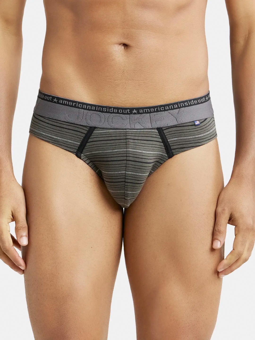 

Jockey Stretchable Stripe Brief with Ultrasoft Waistband -US67, Grey