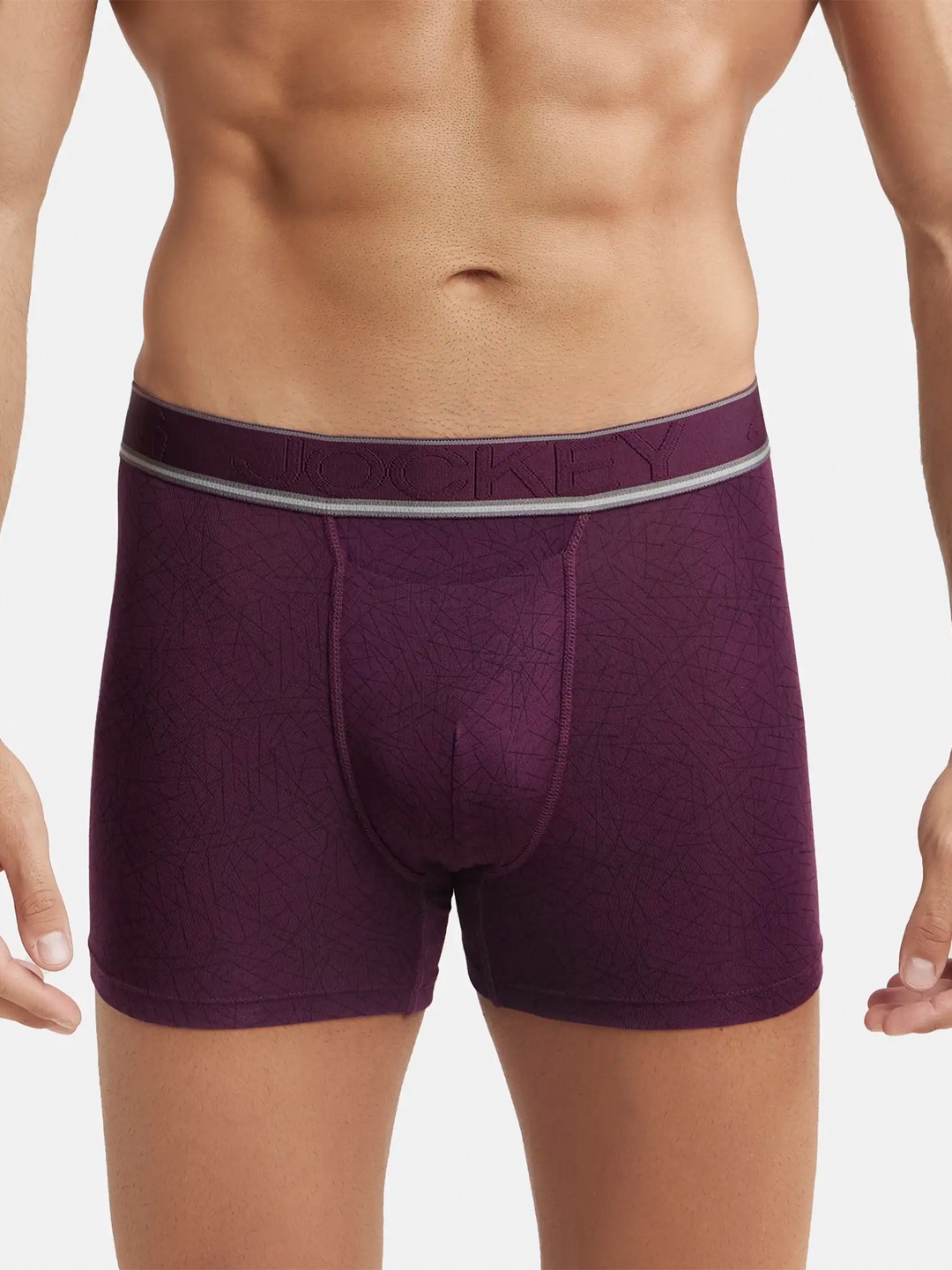 

Jockey Stretch Printed Anti-Roll Boxer Briefs HG32-0105-POP01, Maroon