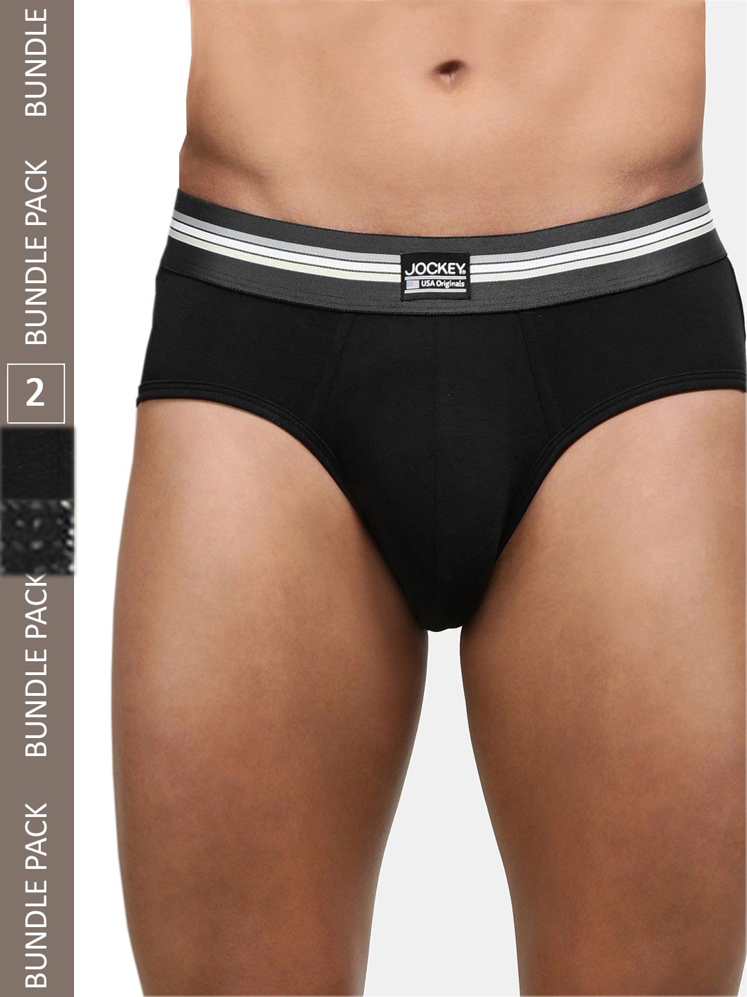 

Jockey Pack Of 2 Super Combed Cotton Stretch Printed Brief with Ultrasoft Waistband-UI20, Black