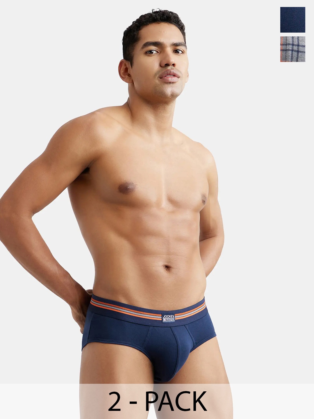 

Jockey Pack Of 2 Super Combed Cotton Stretch Printed Brief with Ultrasoft Waistband-UI20, Navy blue