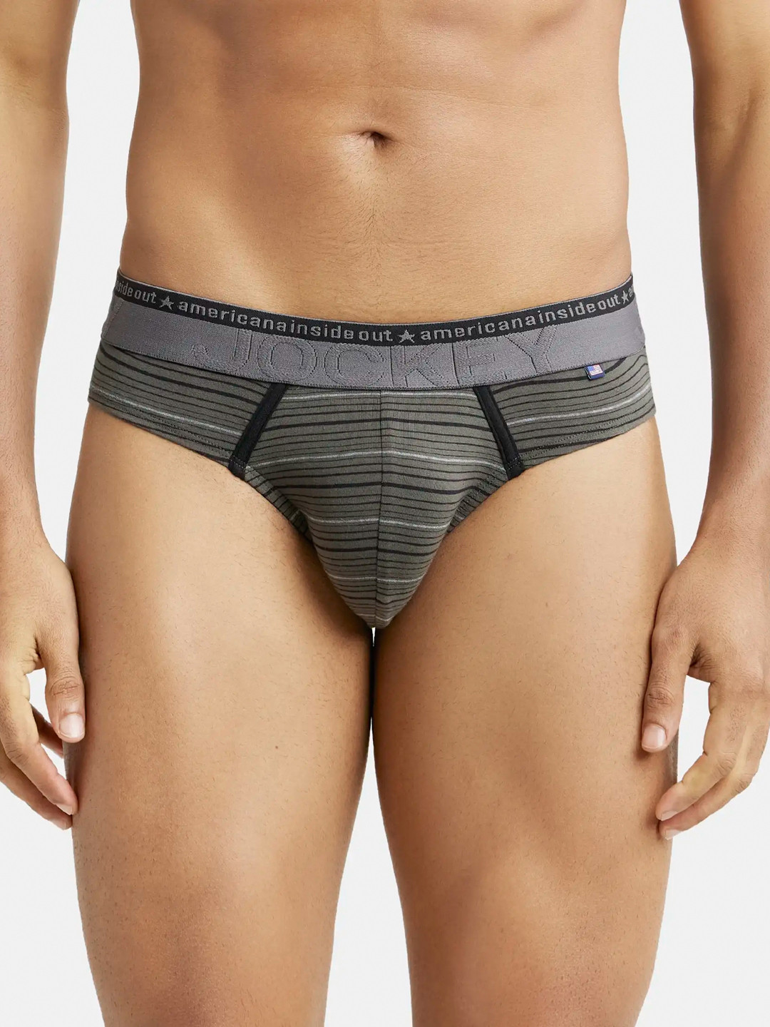 

Jockey Stretchable Stripe Brief with Ultrasoft Waistband -US67, Olive