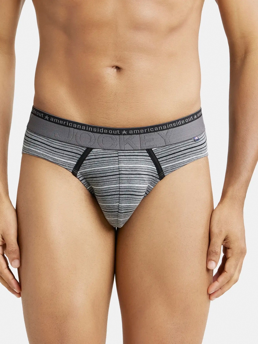 

Jockey Stretchable Stripe Brief with Ultrasoft Waistband -US67, Grey