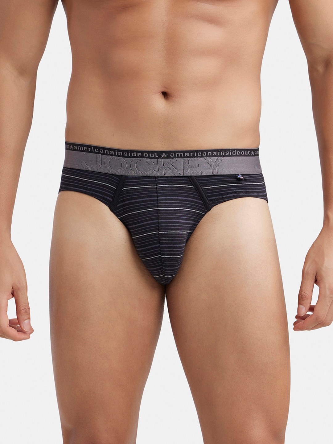 

Jockey Stretchable Stripe Brief with Ultrasoft Waistband -US67, Black