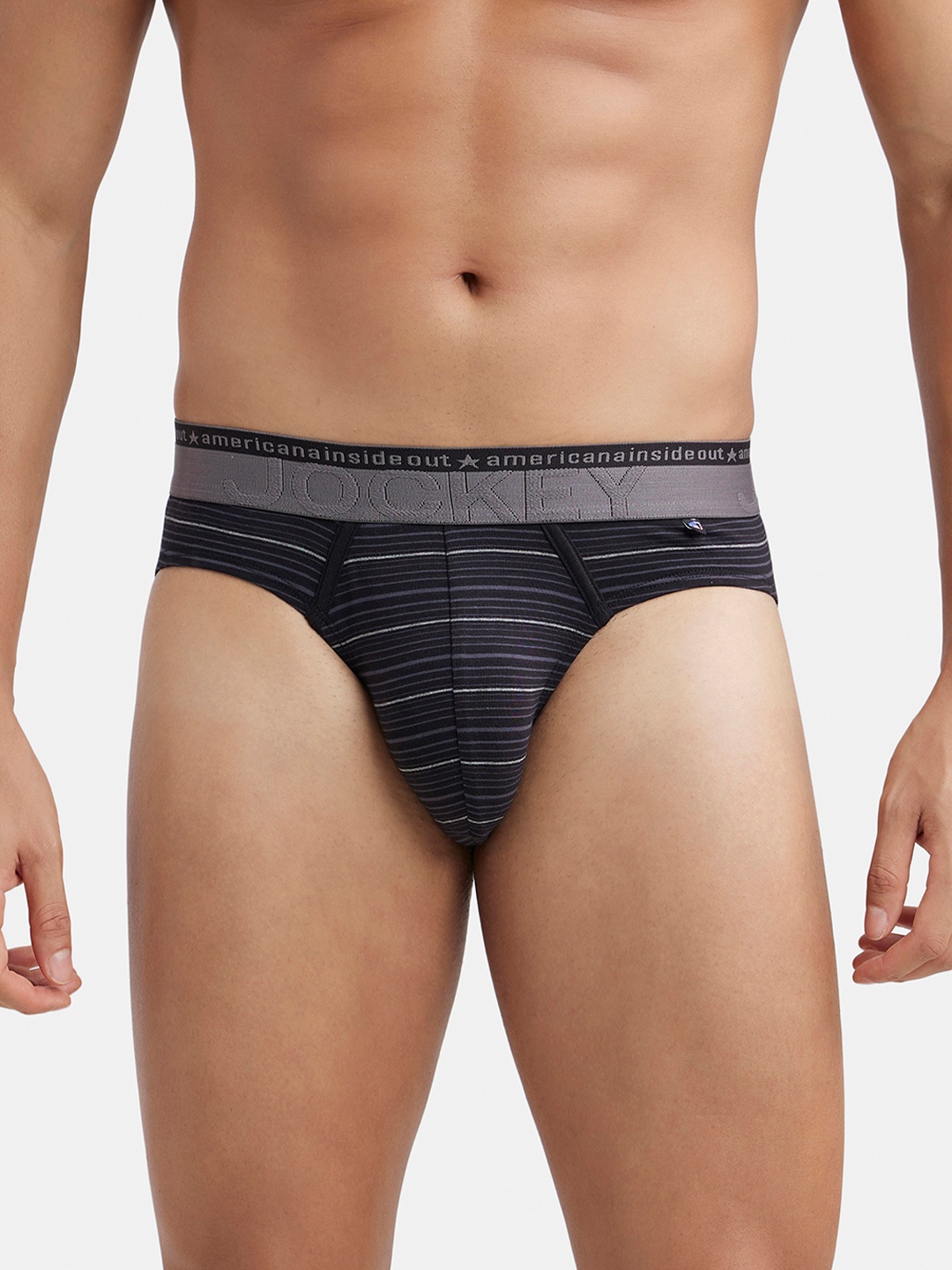 

Jockey Stretchable Stripe Brief with Ultrasoft Waistband -US67, Black