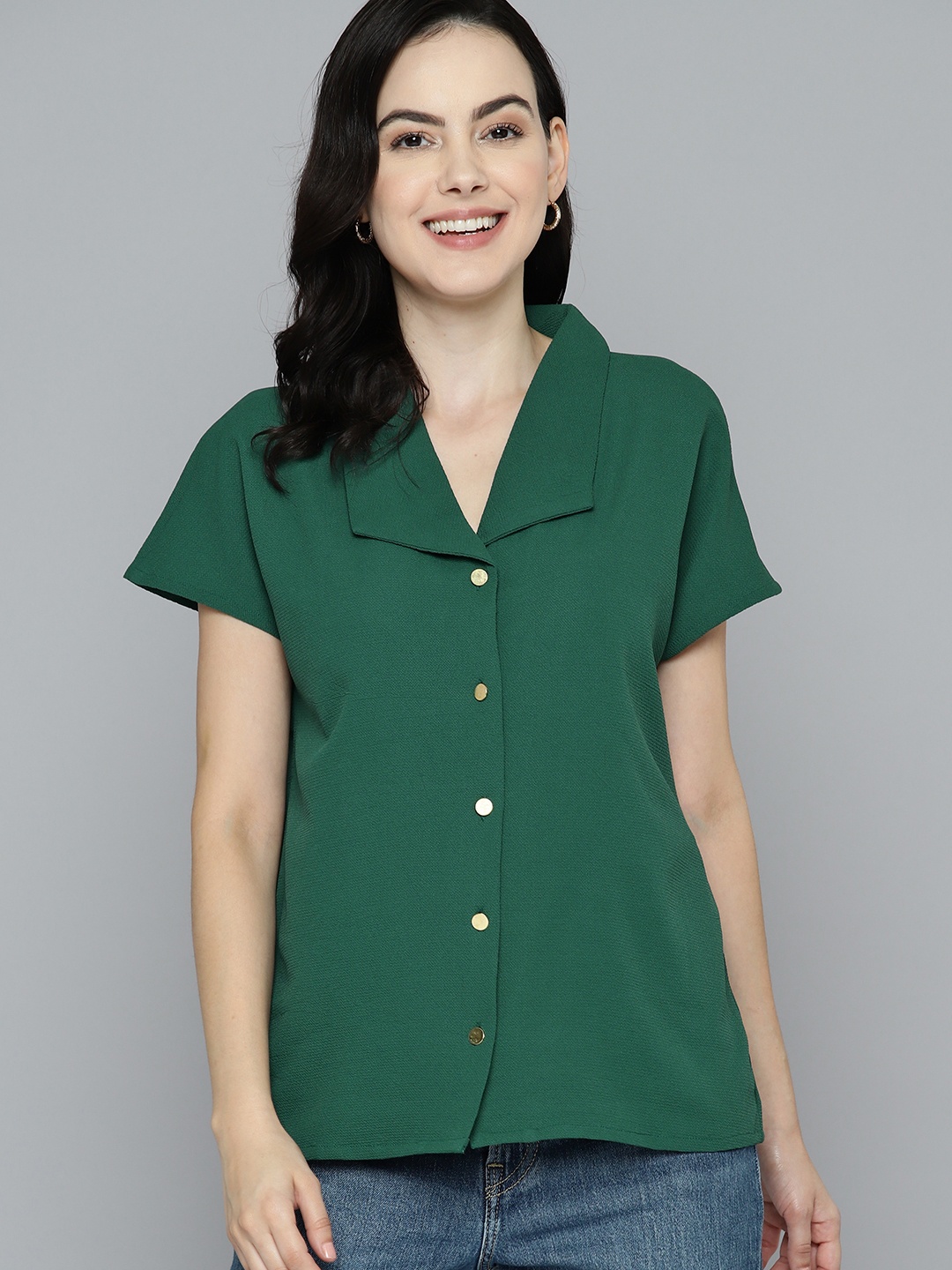 

Mast & Harbour Relaxed Boxy Opaque Casual Shirt, Green