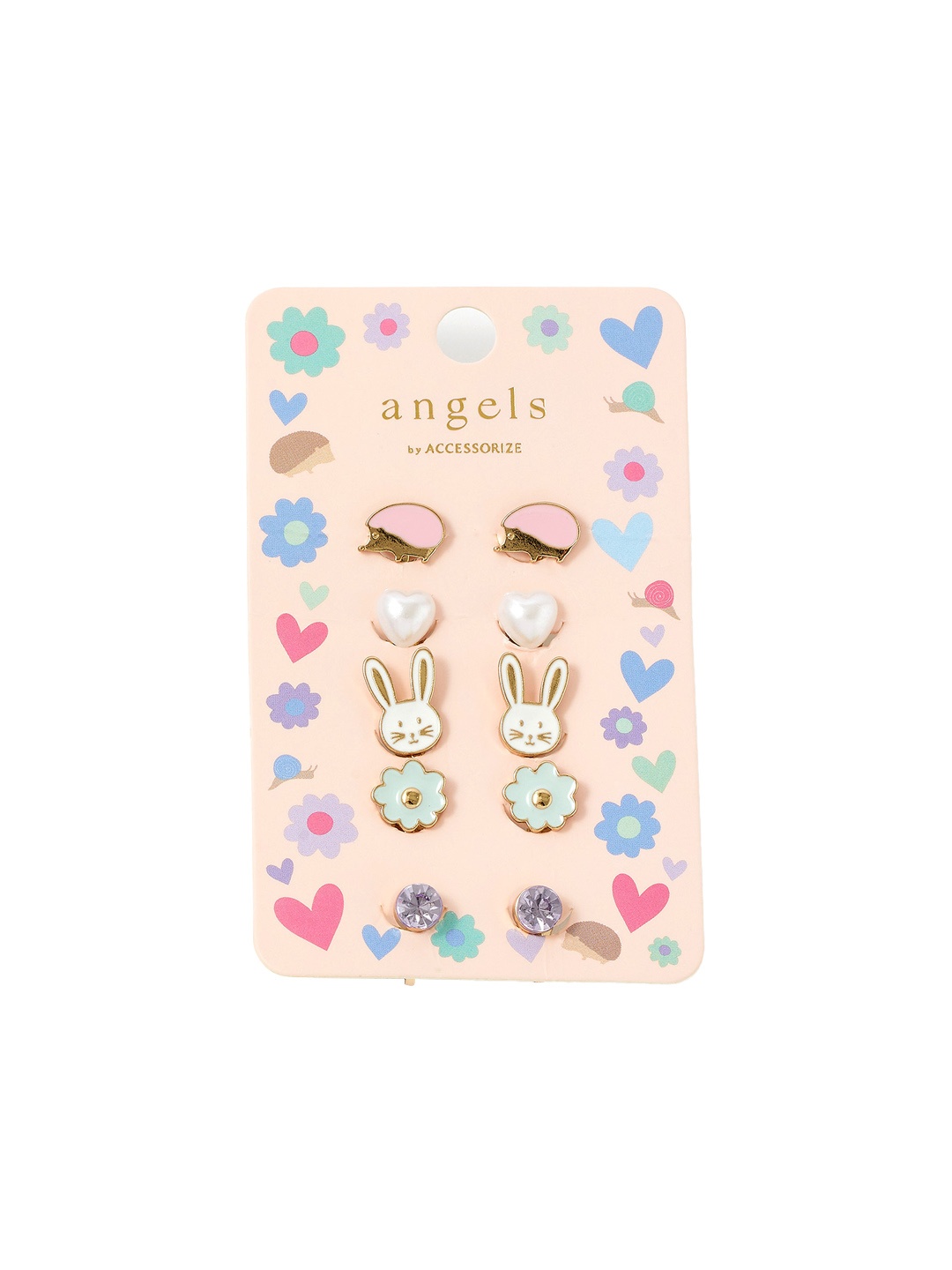 

Accessorize London Girls Set of 4 Woodland Clip On Earring, Pink