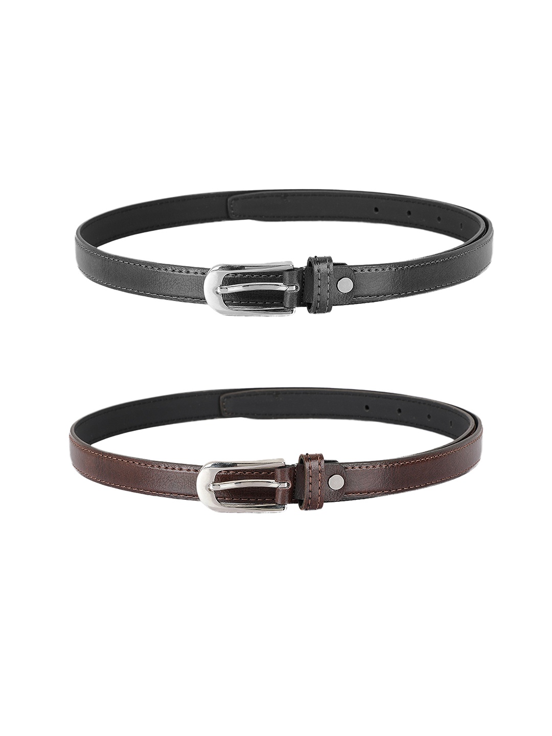 

ZEVORA Women Set of 2 Textured Leather Formal Belt, Brown