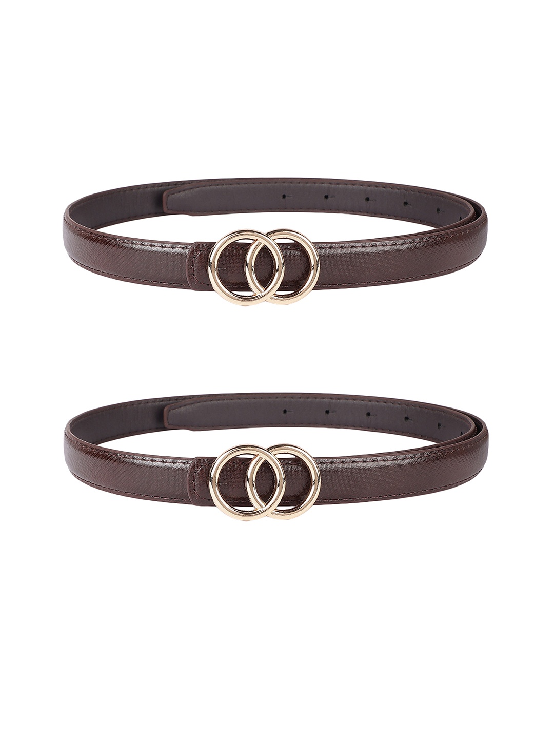 

ZEVORA Women Set of 2 Leather Textured Formal Belt, Brown