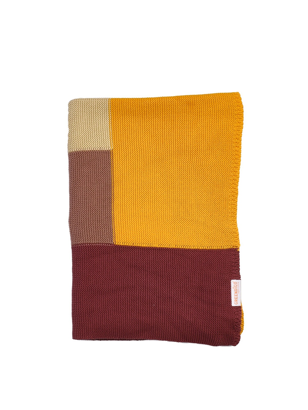 

GREENDIGO Maroon & Yellow Checked Organic Cotton AC Room Single Bed Blanket