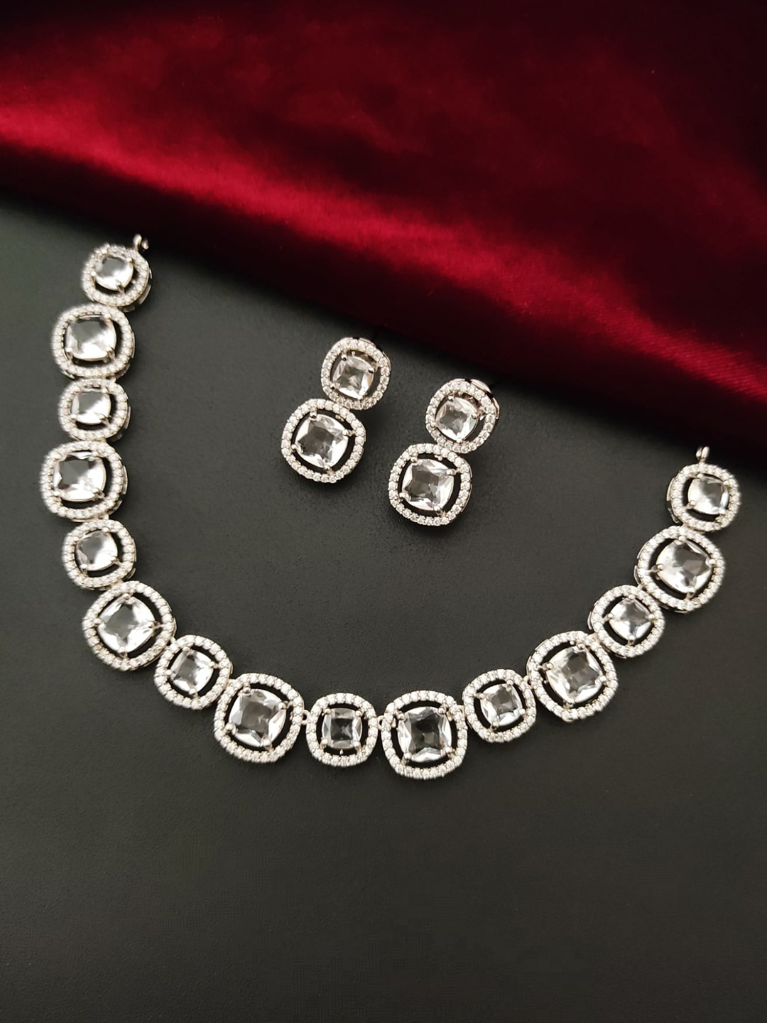 

Pihtara Jewels Silver-Plated Stone-Studded Jewellery Set