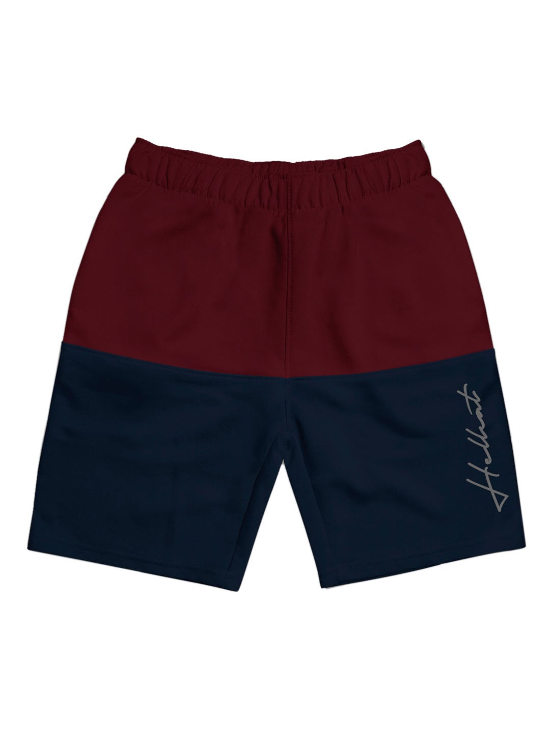 

HELLCAT Girls Colourblocked Mid Rise Cotton Shorts, Burgundy