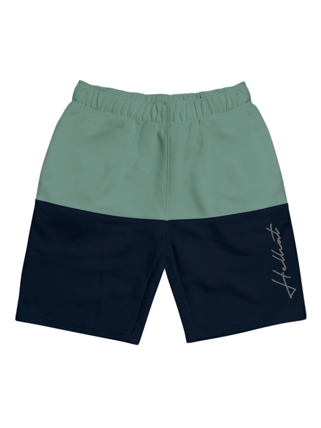 

HELLCAT Girls Colourblocked Mid Rise Cotton Shorts, Sea green