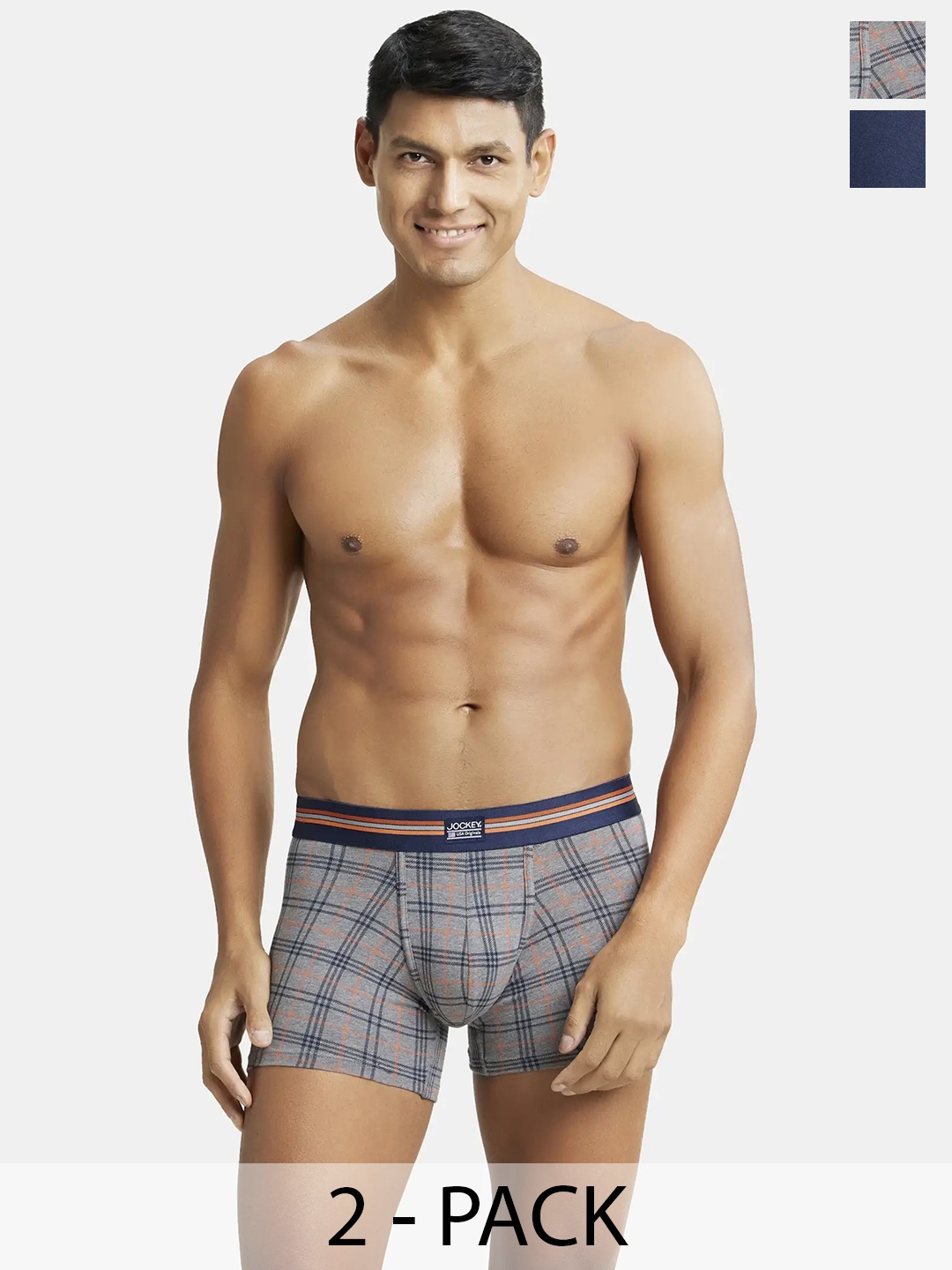 

Jockey Pack Of 2 Super Combed Cotton Stretch Printed Trunk with Ultrasoft Waistband-UI21, Blue