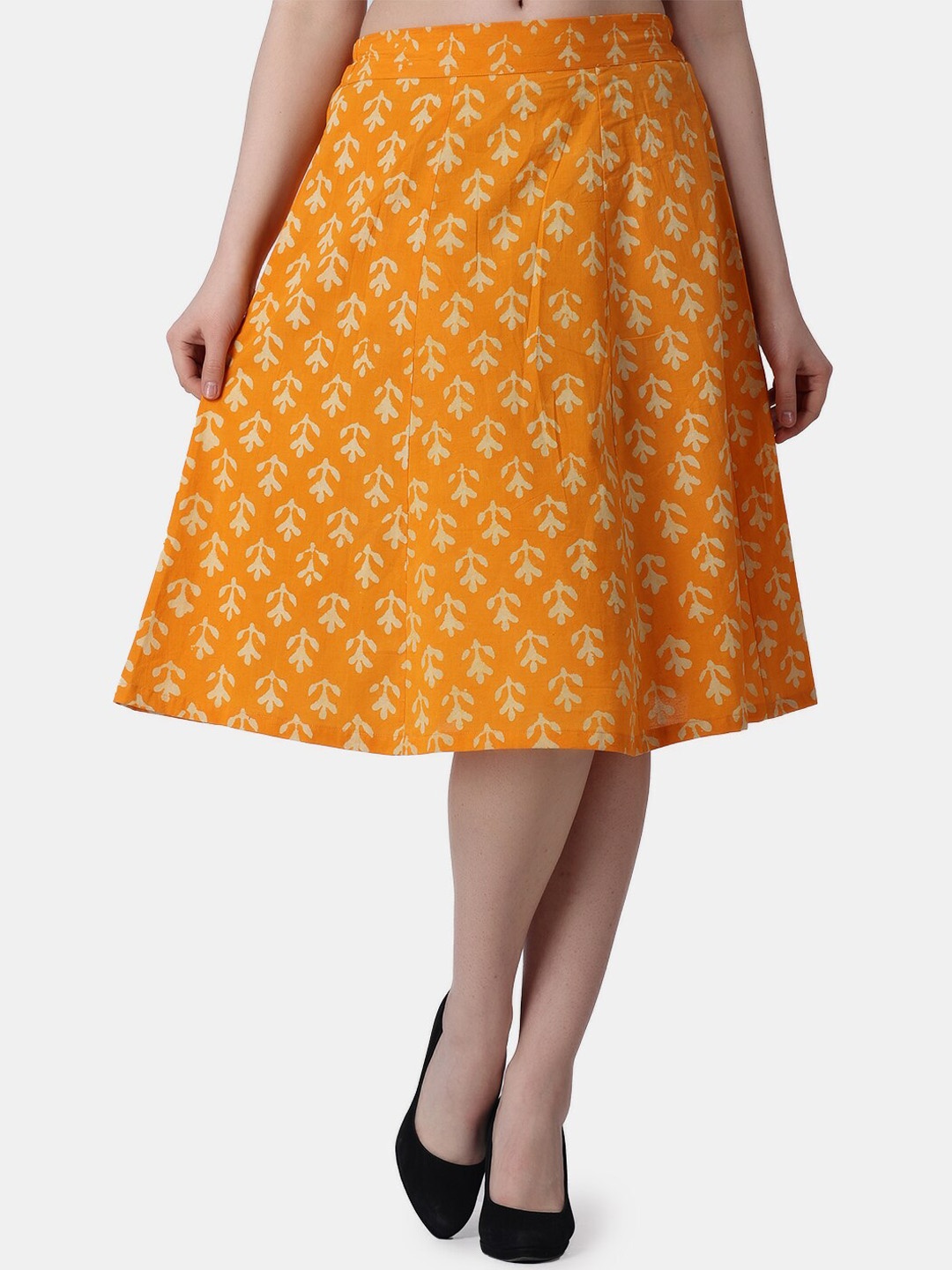 

Popwings Printed Pure Cotton A-Line Skirt, Yellow