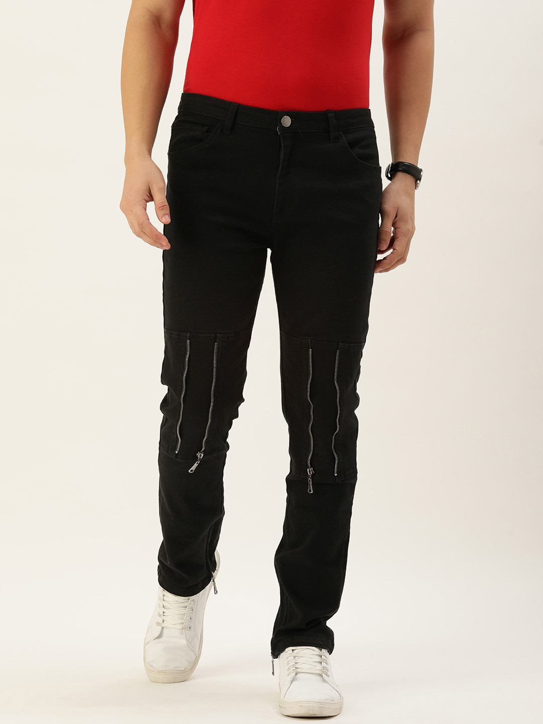 

FOREVER 21 Men Solid Regular Trousers, Black