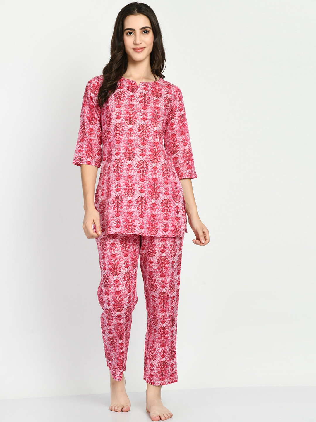 

Altiven Women Printed Night suit, Pink