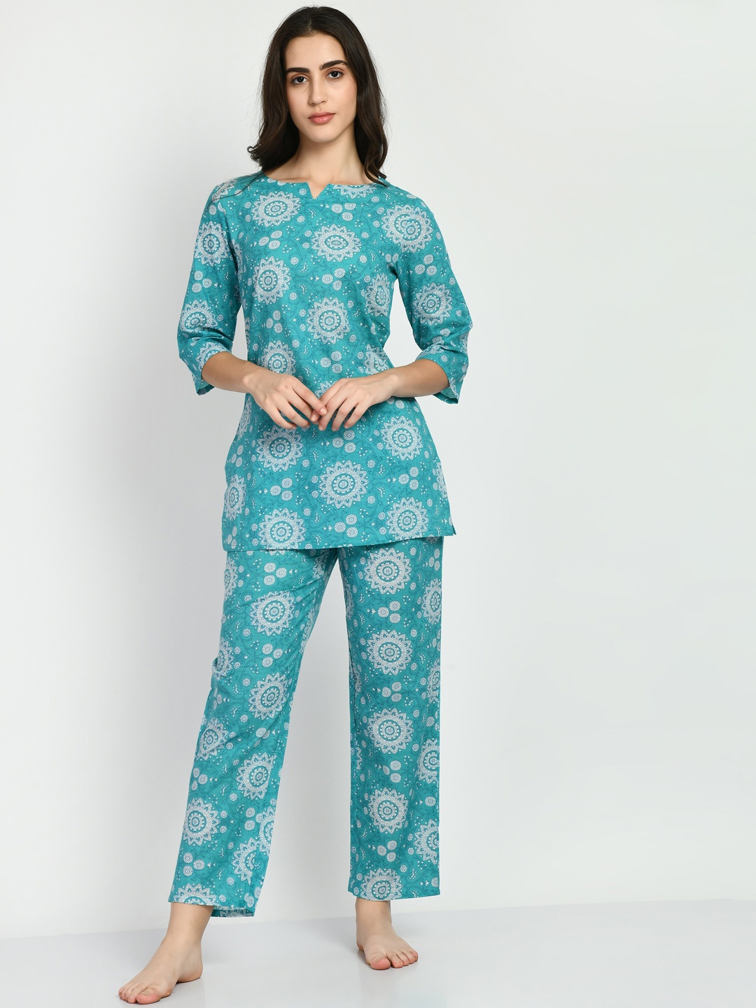 

Altiven Women Printed Night suit, Blue