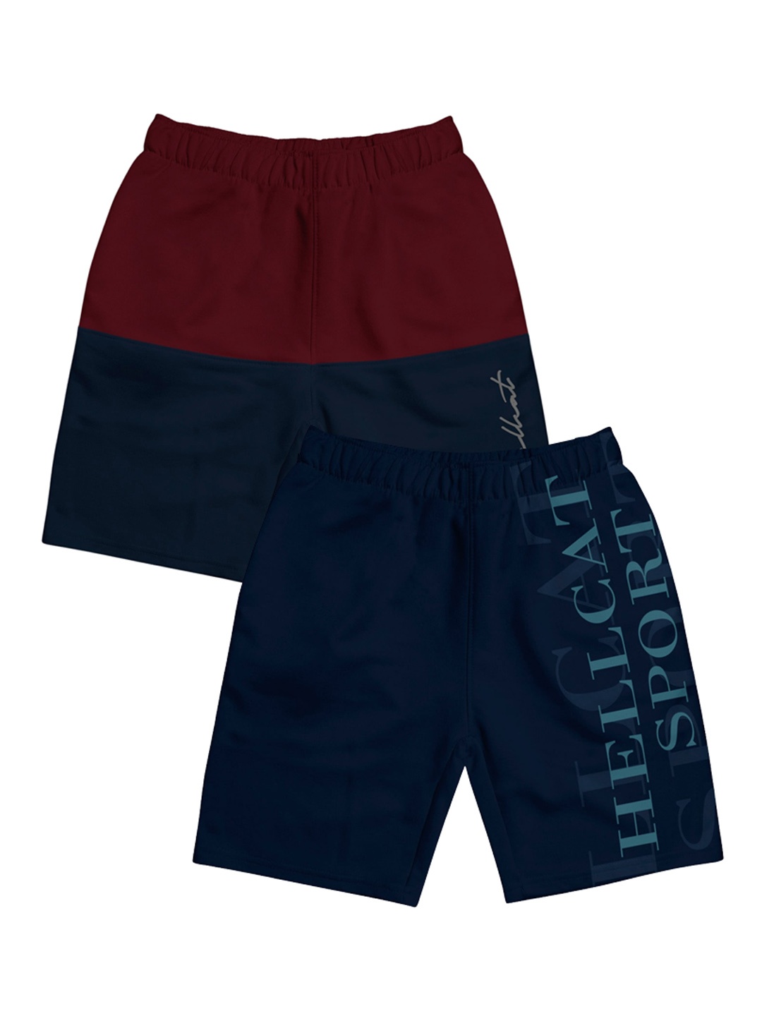 

HELLCAT Girls Pack Of 2 Mid-Rise Cotton Sports Shorts, Blue