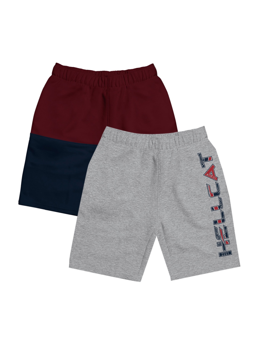 

HELLCAT Girls Pack Of 2 Typography Printed Mid Rise Cotton Shorts, Maroon