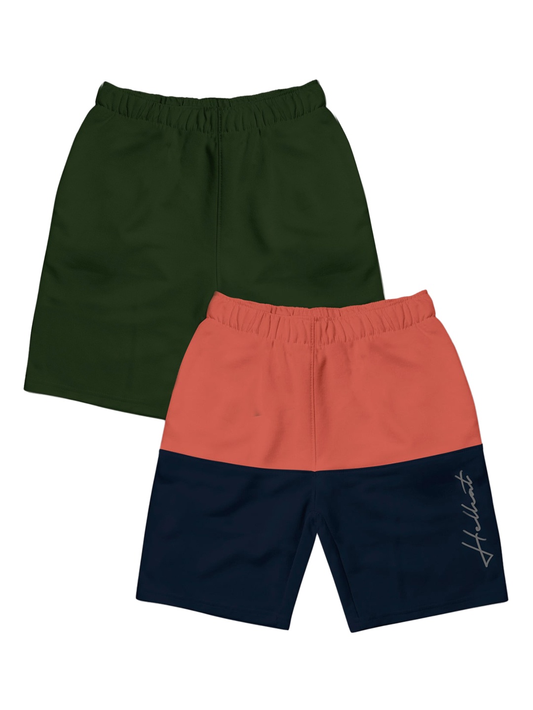 

HELLCAT Girls Pack Of 2 Printed Cotton Shorts, Green