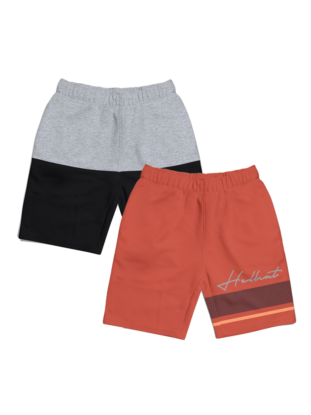 

HELLCAT Girls Pack Of 2 Printed Cotton Shorts, Orange