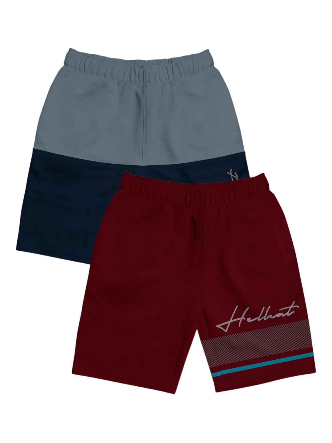 

HELLCAT Girls Pack Of 2 Printed Cotton Shorts, Grey