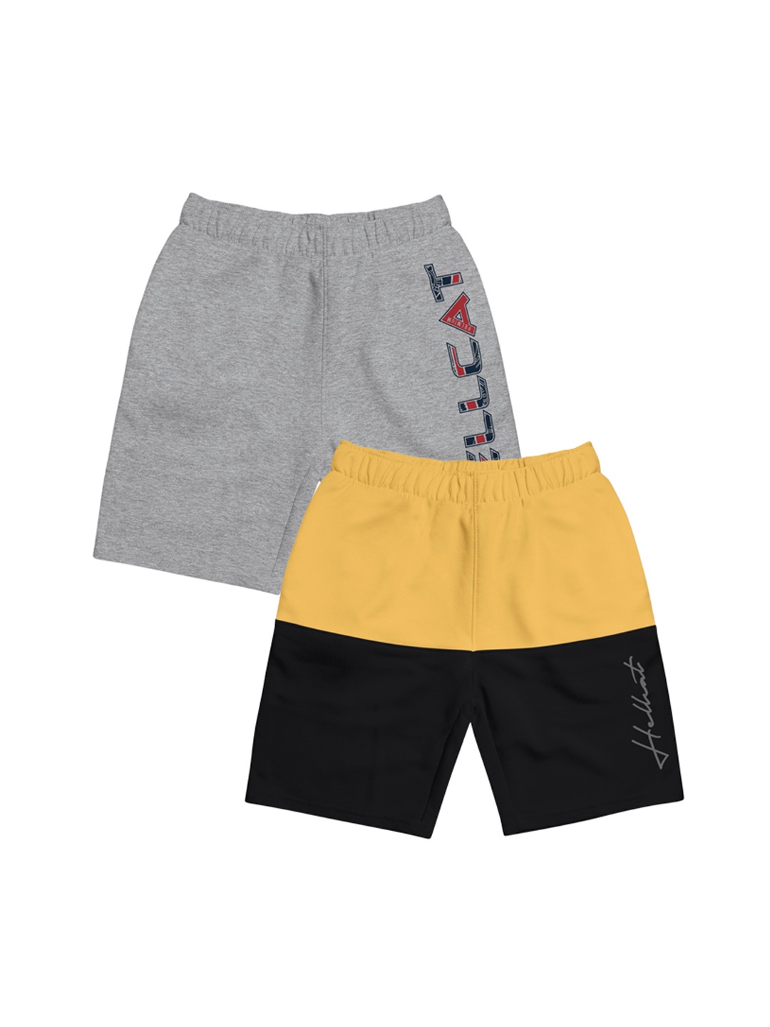 

HELLCAT Girls Pack Of 2 Printed Cotton Shorts, Yellow