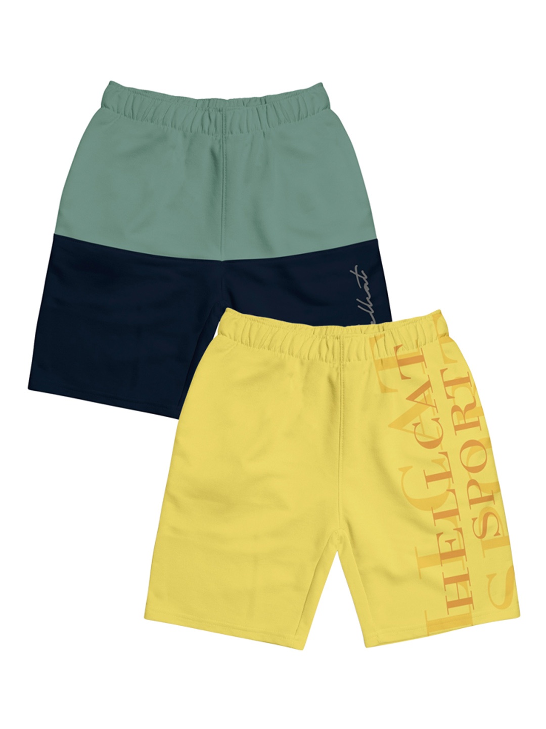 

HELLCAT Girls Pack Of 2 Printed Cotton Shorts, Sea green