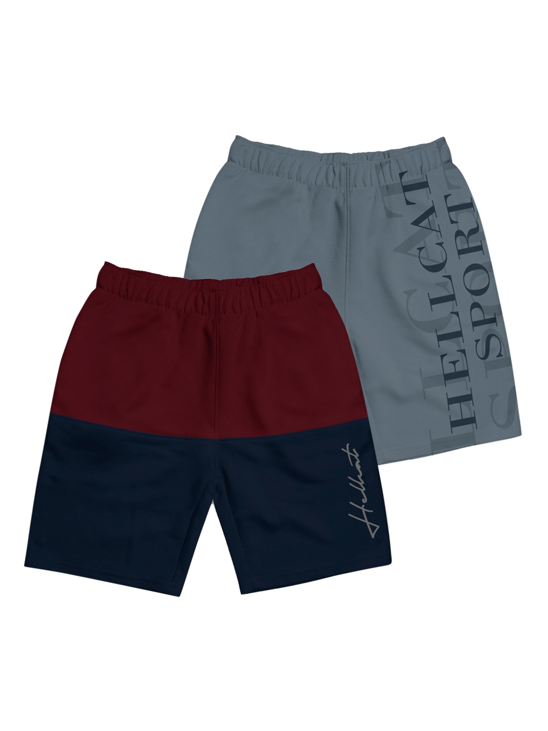 

HELLCAT Girls Pack Of 2 Printed Cotton Shorts, Maroon