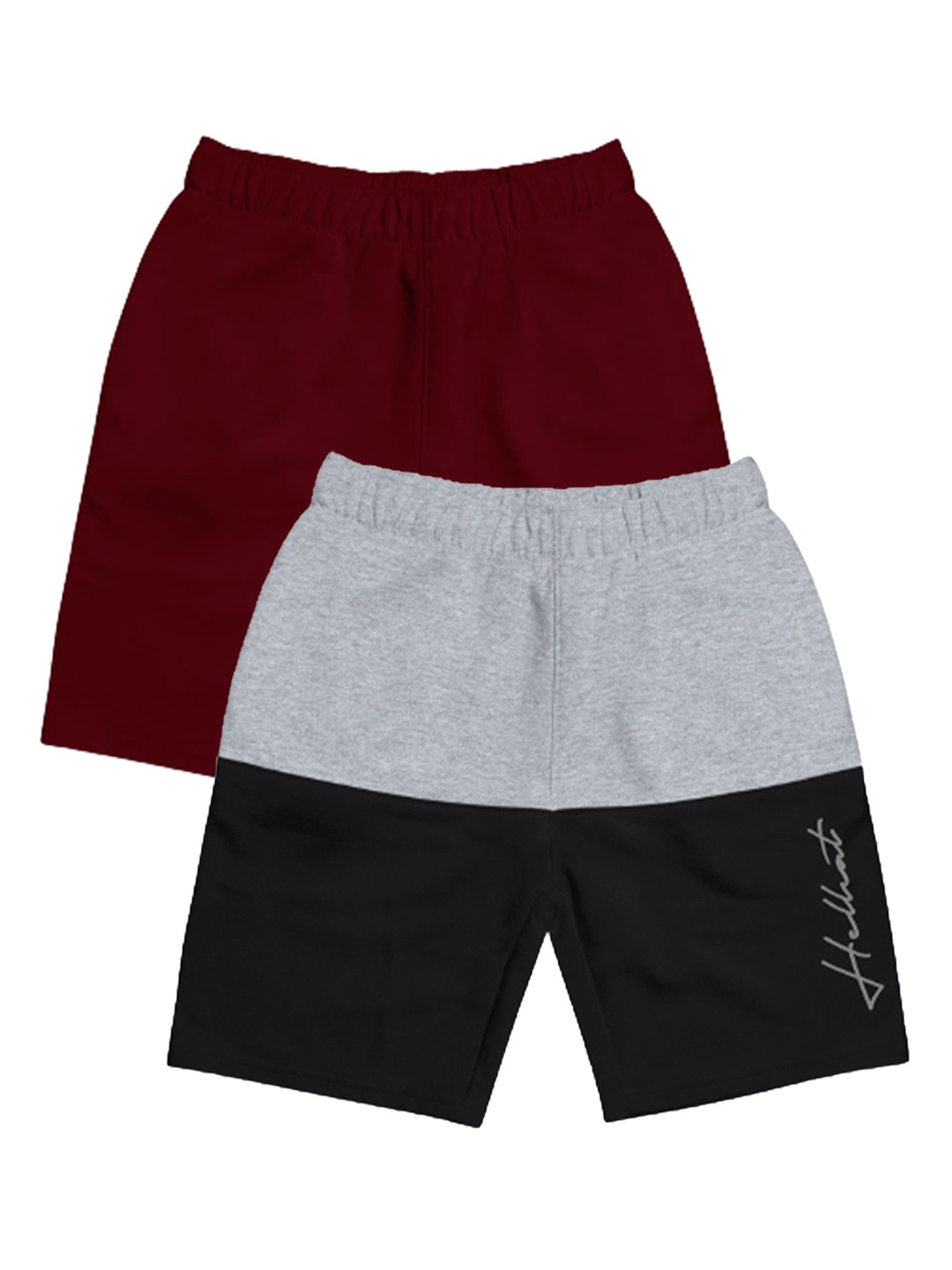 

HELLCAT Girls Pack Of 2 Mid Rise Shorts, Grey melange