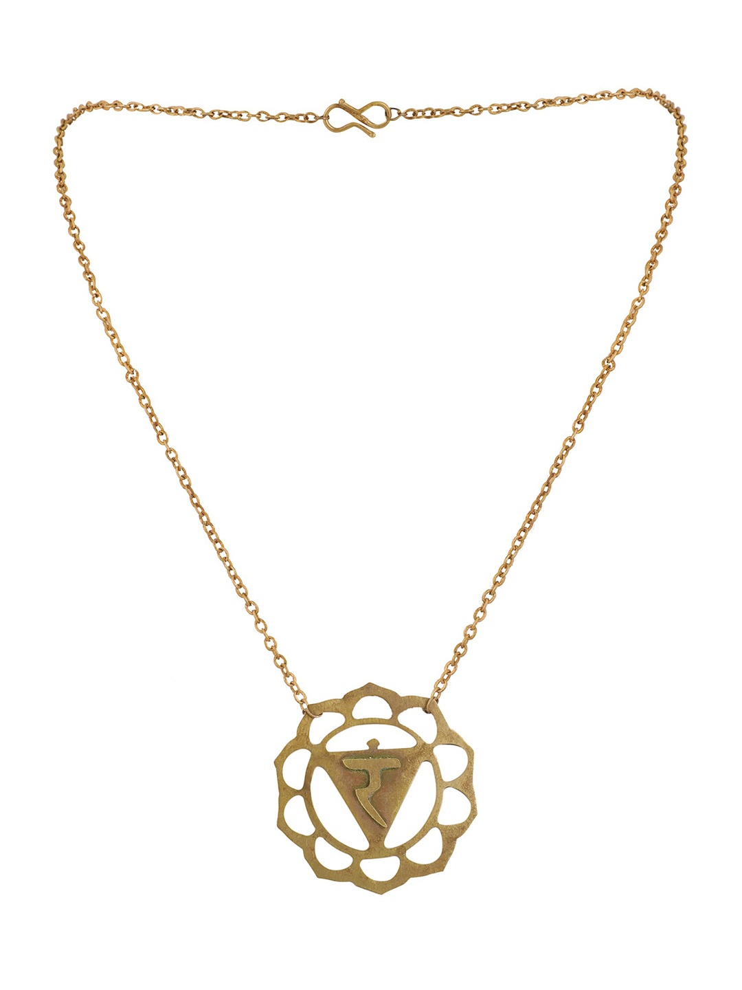 

Goldnera Textured Manipura Chakra Pendant With Chain, Bronze
