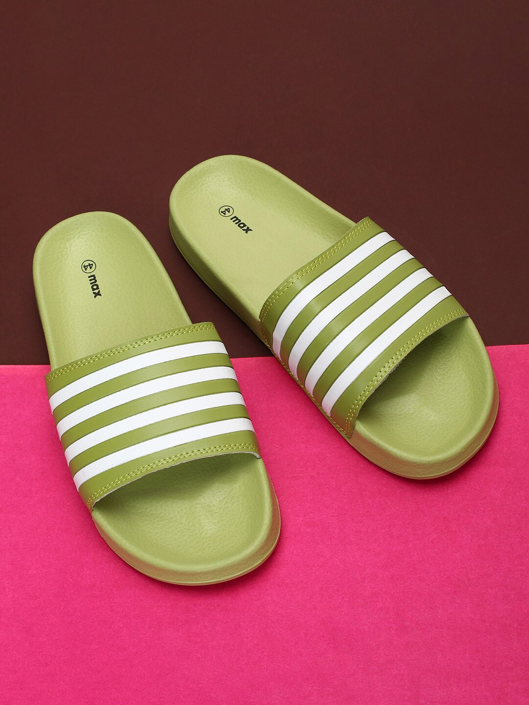 

max Men Striped Sliders, Green
