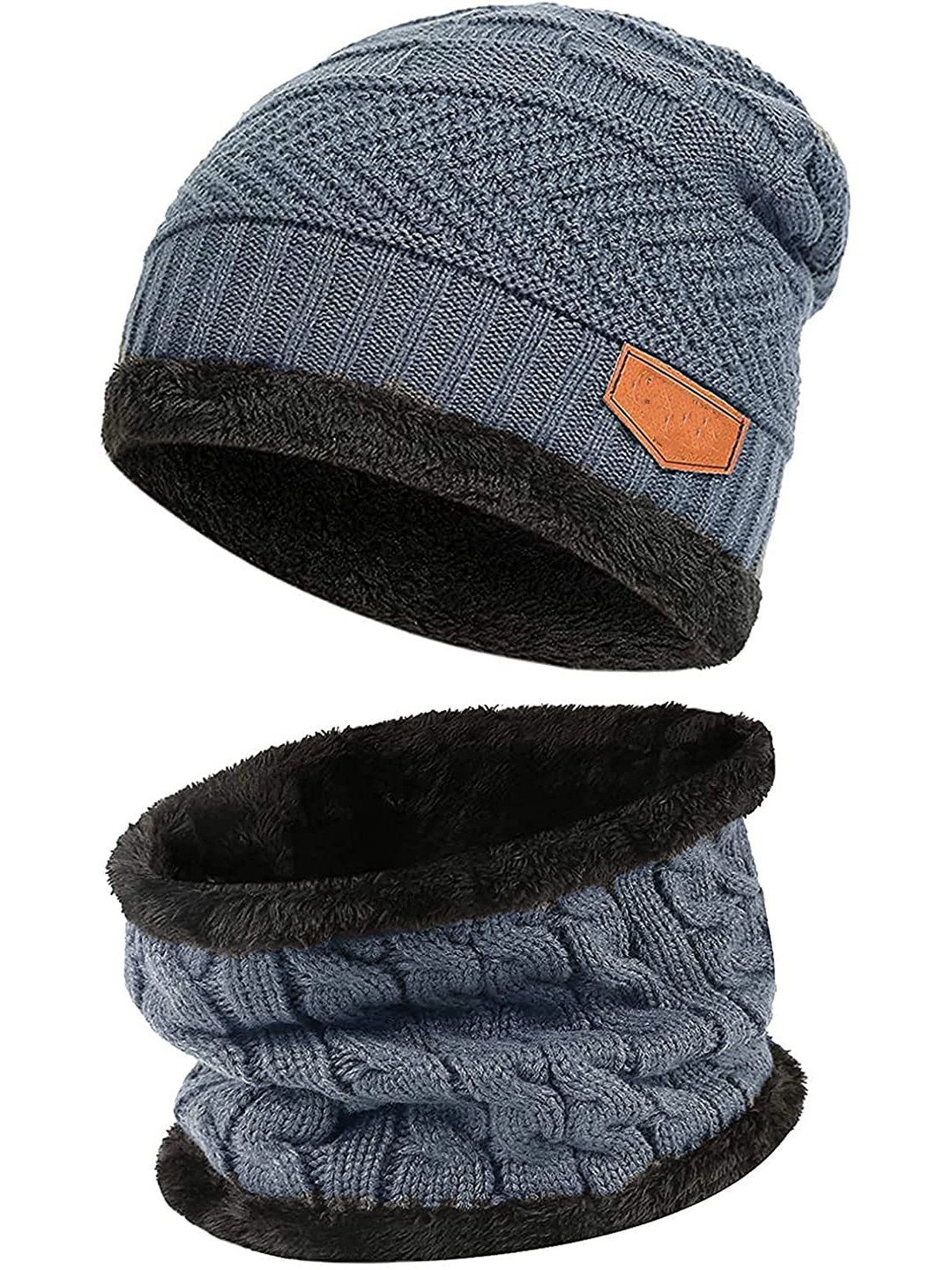 

DALUCI Self Design Woollen Beanie, Grey