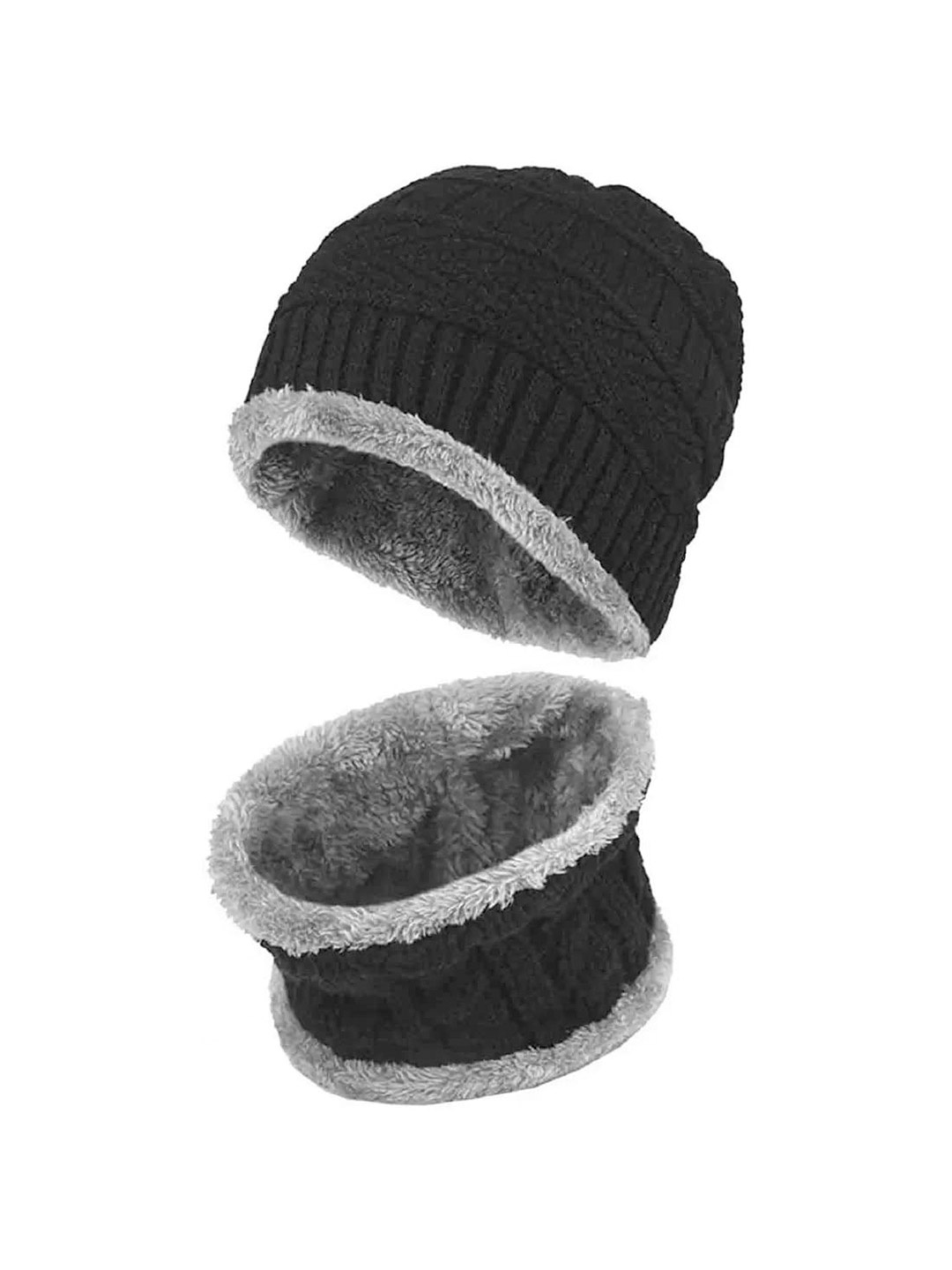 

DALUCI Self Design Woollen Beanie, Black