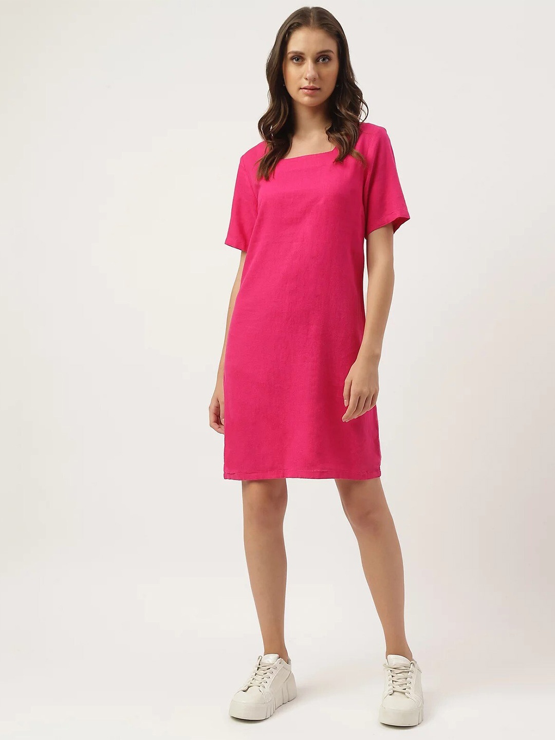 

Marks & Spencer Square Neck A-Line Dress, Pink