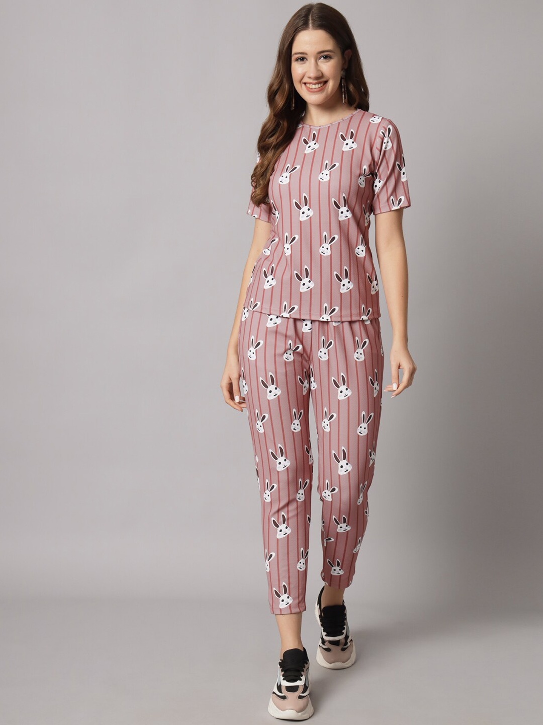 

KALINI Printed T-shirt With Trousers, Brown