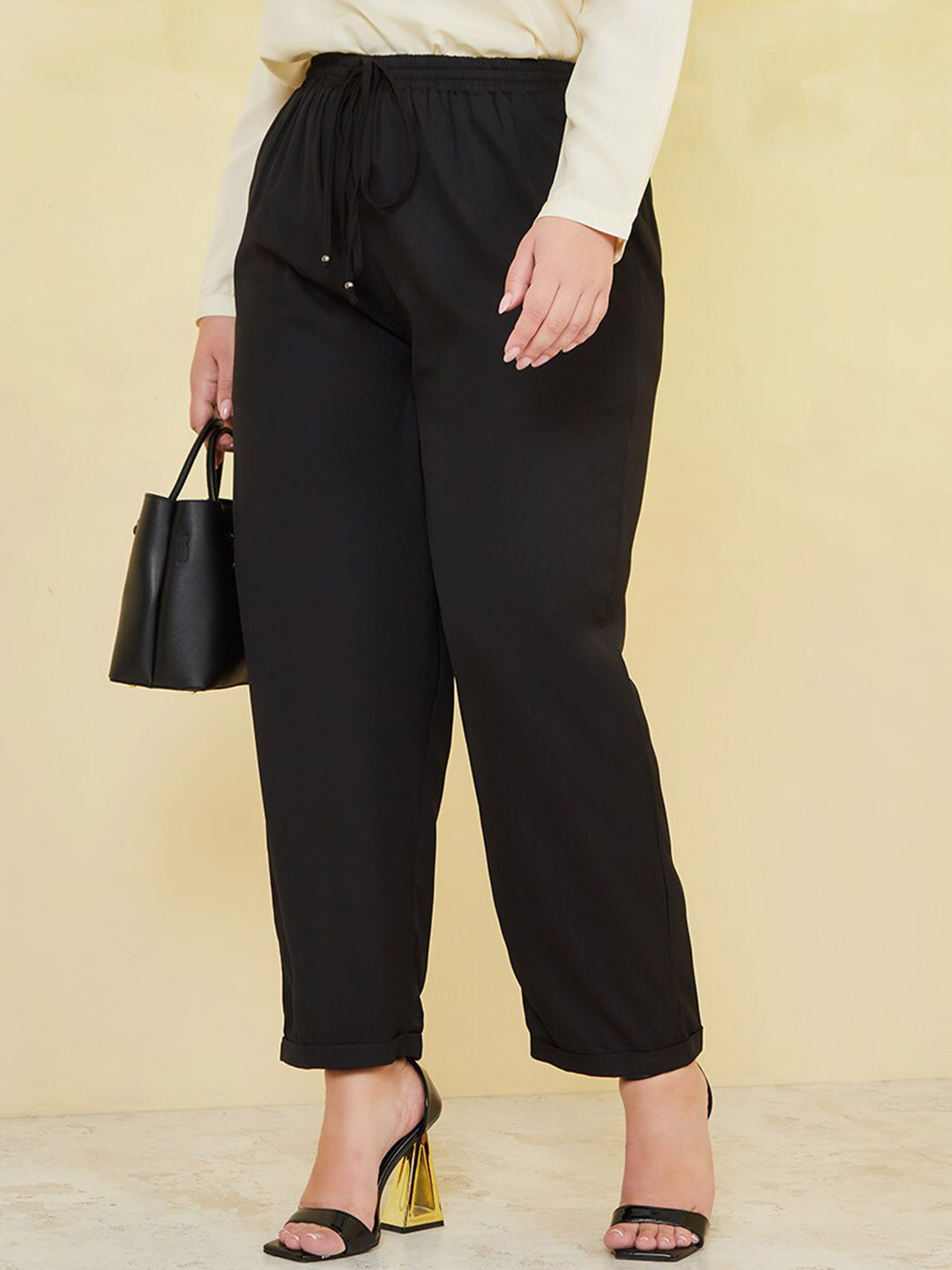 

Styli Women Plus Size High Rise Formal Trousers, Black