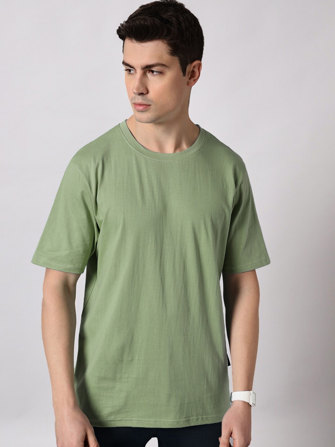 

The Dry State Round Neck Oversized Cotton T-shirt, Sea green